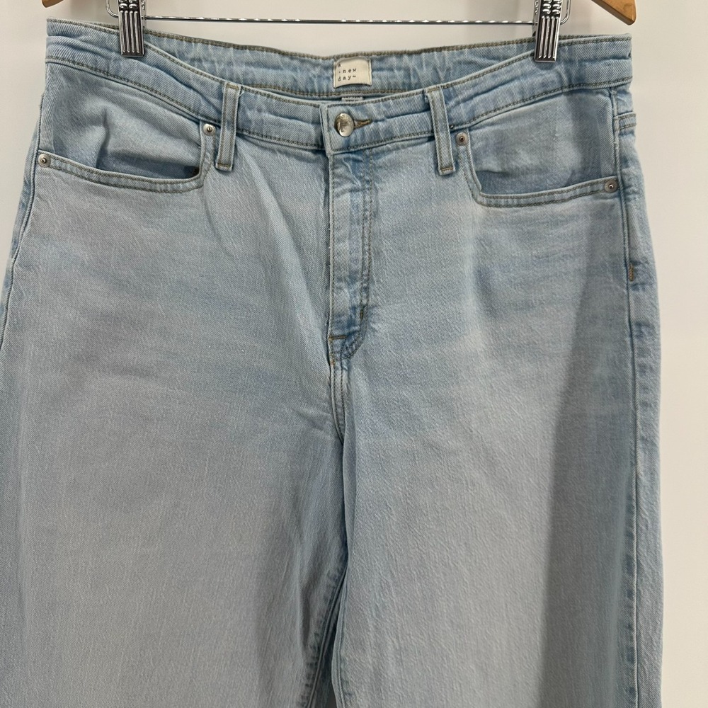 A New Day Jeans Womens 14/32R Blue Denim High Rise Wide Leg Classic Baggy Fit